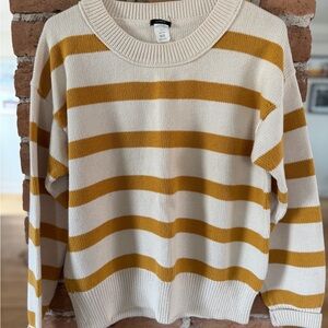 Vintage J Crew Striped Cream and Gold Sweater